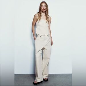 Mid rise wide leg jeans ecru